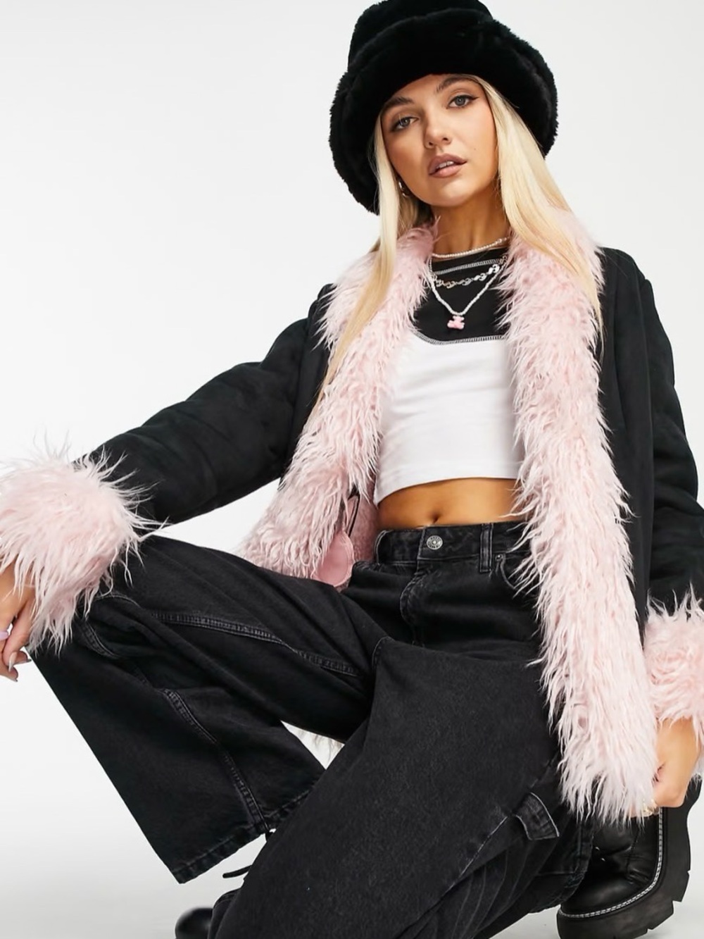 Ragged priest warp coat. Penny Lane. Y2K. Faux suede. Faux fur.